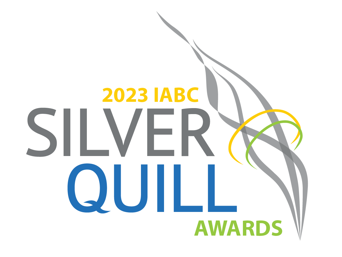 2023 IABC Silver Quill Awards Logo with a silver quill